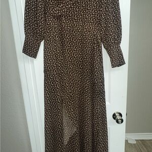 Elegant Brown Floral Dress